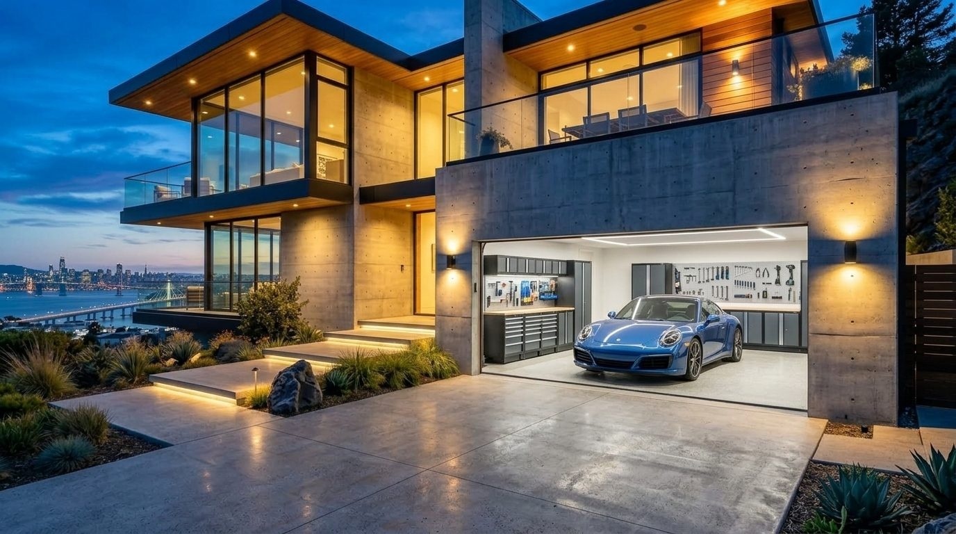 Hill Local Garage Door Garage Door Gliding Open Revealing Warm Illuminated Interior
